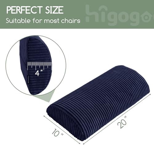 HIGOGOGO Lumbar Support Pillow for Recliner Chair/Accent Chair/Couch, Memory Foam Back Support Cushion for Elderly, Recliner Cushions for Back Rest, Pain Relief, Reading, Washable Cover, Navy - Image 2
