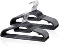 Tonswachic Heavy Duty Plastic Clothes Hangers, Space Saving Hangers 30 Pack, Non-Slip, 0.2 Inches Slim, 360° Swivel Silver Hook for Shirts, Pants & Wet/Dry Garments, Black and Dark Gray by TonswachicHangersSpaceSaver