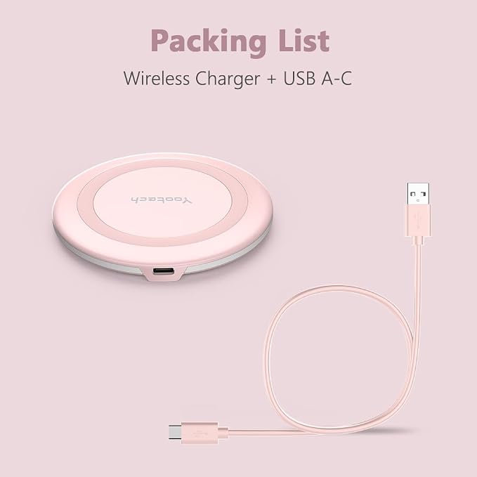 Yootech Wireless Charger,10W Max Wireless Charging Pad Compatible with iPhone 17/17 Pro/17 Pro Max/Air/16/15/14/13/SE 2022/12/11,Samsung Galaxy S25/S24/S23,for AirPods Pro 3(No AC Adapter) - Image 6