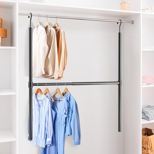 Simple Houseware Adjustable Closet Hanging Rod, Black - Image 6
