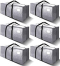 VELVETSURE Heavy Duty Extra Large Moving Bags W/Backpack Straps - Strong Handles & Zippers, Storage Totes For Space Saving, Fold Flat, Alternative to Moving Box and Storage Bin (Set of 6, Silver) by VELVETSURE