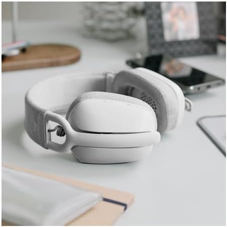 Logitech Zone Vibe 100 Wireless Over Ear Headphones - Off White | Lightweight, over ear, advanced multipoint Bluetooth, works with Teams, Google Meet, Zoom, Mac/PC - Image 2
