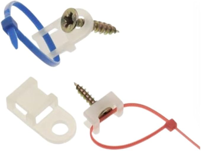 White Cable Zip Tie Mounts Kit-50 Pcs Cable Zip Tie Saddle Type Mounts Base With 50 Pcs 6" Cable Ties and 50 Pcs Tapping Screw, Wire Cable Clips Organizer Holders Clamps - Image 4