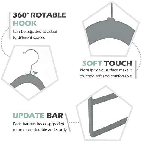 Velvet Pant Clothes Hanger Space Saving Non Slip Hanger Jean Slack Hangers | Multiple Velvet Hanger Closet Organizer Storage and Organization for Jeans,Scarf,Tie(Grey, 3) - Image 7