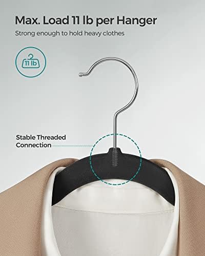 SONGMICS Velvet Hangers 30 Pack, Non-Slip Clothes Hangers, Space-Saving | Suit Hangers with Shoulder Notches, Pants Bar, 360° Swivel Hook, for Closet, Ink Black, BREANNA Collection UCRF029B03 - Image 5