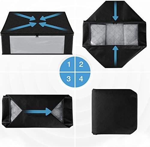 HomeHacks 10-Pack Clothes Organizer Storage Bags, 35L Storage Bins, Black | Foldable Storage Box Container with Zippers, Clear Window, Reinforced Handles for Closet, Dorm, Pillows, Bedding, Sweater - Image 7
