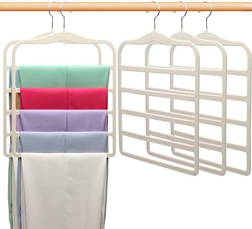 Closet Organizers and Storage, 5 Pack Velvet Pants-Hangers-Space-Saving | Non Silp 5 Tier Clothes-Hanger for College-Dorm-Room-Essentials, Closet-Storager for Jeans Scarf Hanger, Home Organization by SHUKEEKA