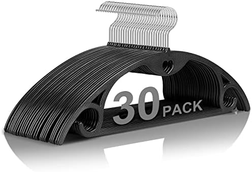 Plastic Hangers Black Clothes Hanger 30 Pack | No Shoulder Bumps, 360°Swivel Hook, Thin, Space Saving for Closet, Fit for Suits Pants Heavy Duty Adult Coat Shirt Dress by TARANCH