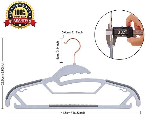 TIMMY 50 Pack S-Shaped Plastic Clothes Hangers, Non-Slip, Space-Saving | ABS plastic construction, S-shaped neckline design, Non-slip grip, 360° swivel hooks, 0.2 in slim profile, 11 lb capacity - Image 2
