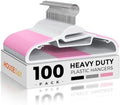 HOUSE DAY Slim Plastic Hangers with Non Slip Rubber Pads, 100 Pack, Pink | Space saving closet organizer, heavy duty S-shape, rubber grip pads help keep shirts, suits, coats, pants, skirts in place by HOUSEDAY
