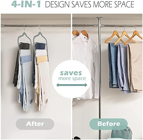 Velvet Pant Clothes Hanger Space Saving Non Slip Hanger Jean Slack Hangers | Multiple Velvet Hanger Closet Organizer Storage and Organization for Jeans,Scarf,Tie(Grey, 5) - Image 2