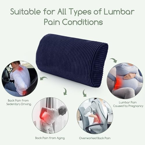HIGOGOGO Lumbar Support Pillow for Recliner Chair/Accent Chair/Couch, Memory Foam Back Support Cushion for Elderly, Recliner Cushions for Back Rest, Pain Relief, Reading, Washable Cover, Navy - Image 6