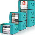 Fab totes 6 Pack Storage Bags for Clothes Blanket Storage Bins with Lids | Foldable Closet Organizers with Zippers,Window and Handles,Fabric Storage Bins for Sweater,Comforter,Bedding,Dorm essentials by Fabtotes