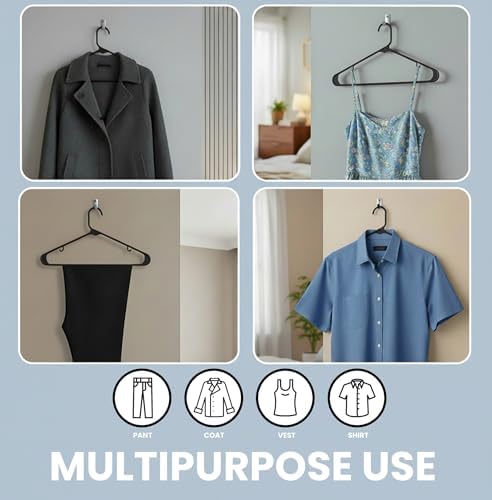 Utopia Home Plastic Hangers 50 Pack – Built-in Strap Hooks Black | Space saving | Durable & strong | Closet organizer | Clothes hangers | Ideal for shirts, pants, skirts & coats - Image 4