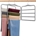 Velvet Pants Hangers Space Saving, 2-Pack Multi-Tier Closet Organizers,Grey | For Jeans Trousers Skirts Leggings Scarves, Non-Slip Vertical Storage for Small Closet, College Dorm & Apartment Essentials by FATHITA