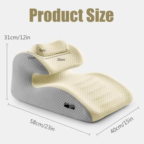 Multifunctional Couple Pillow,Bed Wedge Pillow Memory Foam Soft Sleeping Leaning and Lying,Prone Stomach Pillow for Sitting up Sleeping Bed,Blackgray - Image 4