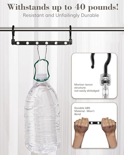 Space Saving Hangers for 48 Clothes, Reinforced Collapsible Hangers | 360° Swivel Hook, Fully Assembled, Hanger Hooks Space Saver for Closet Organizers and Storage, Dorm Room Essentials, Black - Image 4