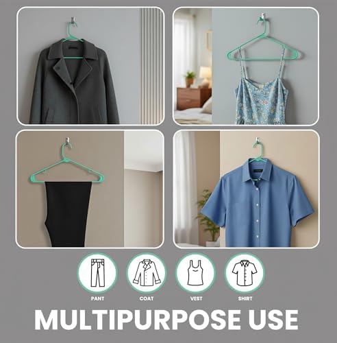 Utopia Home Plastic Hangers 50 Pack – Built-in Strap Hooks Aqua | Space saving | Durable & strong | Closet organizer | Clothes hangers | Ideal for shirts, pants, skirts & coats - Image 4