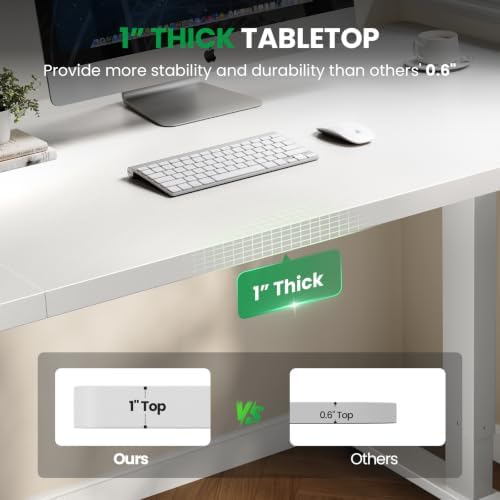 White 63x30 in Electric Standing Desk, 1 Inch Thick Tabletop - Image 3