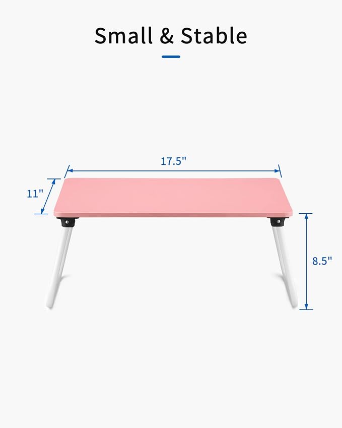 Ruxury Folding Lap Desk Laptop Stand Bed Desk Table Tray, Breakfast Serving Tray, Portable & Lightweight Mini Table for Sofa Couch Floor - Pink - Image 8