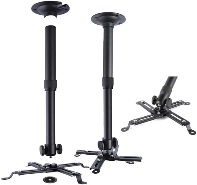 Universal Projector Ceiling or Wall Mount Black with Extendable Arms, for 12.5 in - 1.5 in Projector , Low Profile Quick Release Projector Holder Bracket Adjustable Height: 7.8in-15.7in / 20cm-40cm by Thinyou