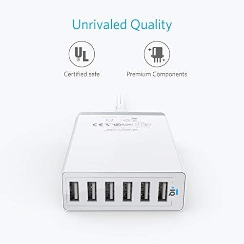 Anker Desktop Charger, 60W 6 Port USB Multiple Charging Hub | PowerPort 6 Multiple USB Charger, Campatible with iPhone, iPad, MacBook, Galaxy, LG, HTC, and More - Image 5