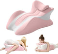 27° Ergonomic Multi-Angle Body Support Pillow, Memory Foam Contoured Rest Cushion with Detachable Neck Pillow, Washable Zipper Cover for Indoor Bed Rest,Pink by Unknown