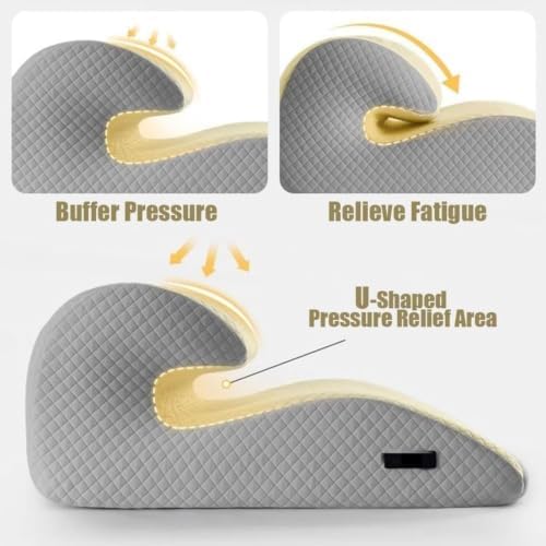 Multifunctional Couple Pillow,Bed Wedge Pillow Memory Foam Soft Sleeping Leaning and Lying,Prone Stomach Pillow for Sitting up Sleeping Bed,Pink - Image 2