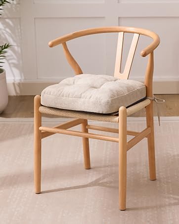 IASEAHK Chair Cushions, Memory Foam Dining Chair Cushions, Tufted Indoor Chair Pads, Set of 4, 16.5' x 16.5' x 3.5', Beige - Image 2