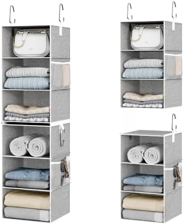 StorageWorks Hanging Closet Organizer, 6-Shelf with 2-in-1 Design, Ivory | Maximize Closet Space with Reinforced Shelves, Small Closet Storage Solution for Bedrooms, Dorms and RVs, Jumbo by StorageWorks