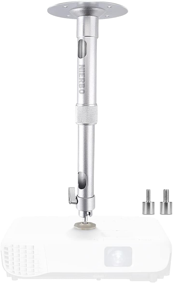 NIERBO Universal Projector Wall Ceiling Mount Hanger 360° Rotatable Head with Extendable Length 11.8 Inch to 19.7 Inch Mounting Bracket by NIERBO
