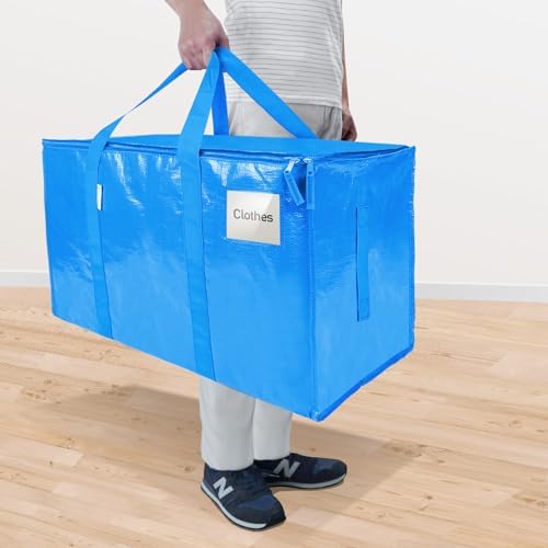 TICONN 2 Pack Extra Large Moving Bags Heavy Duty with Zippers & Carrying Handles, Durable Storage Bags Moving Boxes for Closet Organizers and Storage (2 Pack, Sky Blue) - Image 2