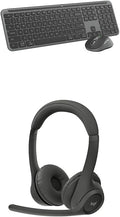 Logitech MK955 Signature Slim Wireless Keyboard and Mouse Combo, Bluetooth, Windows and Mac - Graphite + Zone 301 Wireless Bluetooth Headset, Compatible with Windows, Mac, iPadOS, Android – Graphite by Unknown
