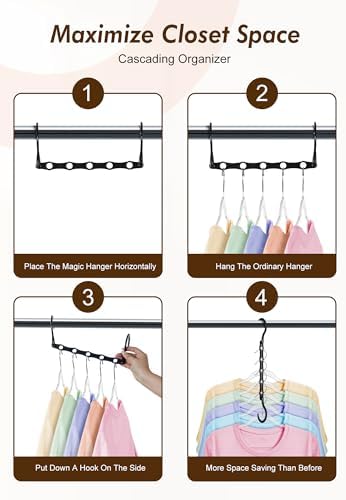 HOUSE DAY Closet Organizers and Storage 12 Pack, College Dorm Essentials | Back to School, Closet Organizers and Storage for Dorm, Apartment, Space Saving Hangers for Closet Organization - Black - Image 3