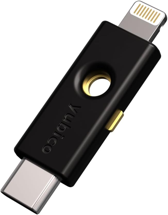 Yubico - YubiKey 5Ci - Multi-Factor authentication (MFA) Security Key and passkey for iPhone/Android/PC, Dual connectors for Lighting/USB-C, FIDO Certified by Yubico