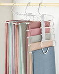 MORALVE Pants Hangers Space Saving - 4 Pack - Non-Slip Multi-Layer Space Saving Hangers - Multifunctional Clothing Rack for Closet Storage - Ideal for Jeans, Trousers, Skirts, Scarves & Slacks (White) by MORALVE