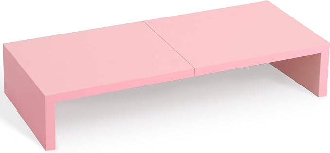 TEAMIX Pink Monitor Riser-20L inch, Wood Monitor Stand for Desk, Sturdy TV/Screen/PC/Printer/Laptop Riser,Computer Shelf with Storage TV Holder for Home Office (Pink, 20 inch) by TEAMIX