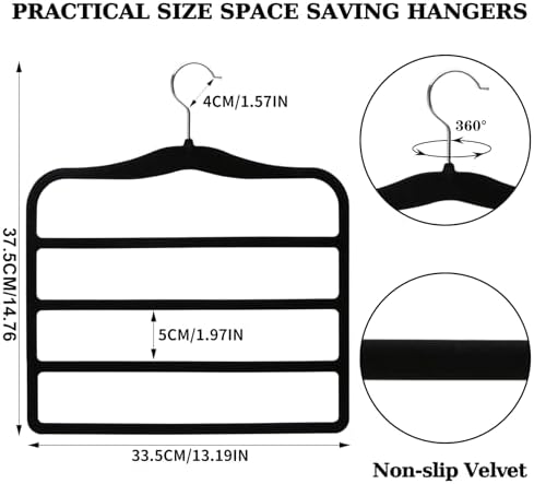 Closet Organizers and Storage, 2 Pack Pants-Hanger-Space-Saving | Velvet Clothes Organization Jeans Trousers Scarf Hangers for Pant-Rack, College-Dorm-Room Essentials for Students Girls Boys - Image 5