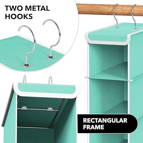 Simple Houseware 10 Shelves Closet Hanging Shoe Organizer, Turquoise | Dual Metal Hooks, Holds Up to 20 lbs, for Narrow Space - Image 6
