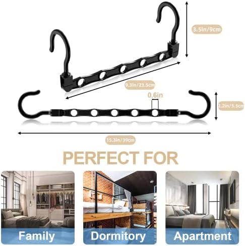 16 Pack Hangers Space Saving Magic Space Saver Smart Plastic Hangers Black | Clothes Hanger Organizer Closet Organizers and Storage for Closet Wardrobe Apartment College Dorm Room Essentials - Image 2