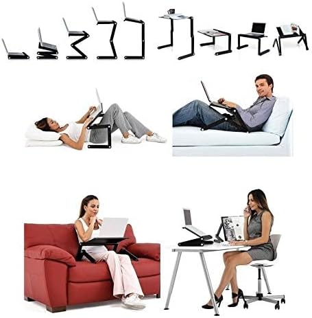 Adjustable Lap Laptop Computer Portable CPU Cooling Fan Ergonomic Vented Table Stand Desk Tray (480 * 260mm with Mouse Pad & Double Fans, Black) - Image 7