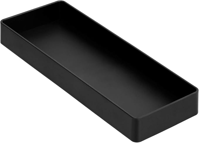 Amazon Basics Rectangular Plastic Desk Organizer Bundle, 3 Pieces with Half Accessory Tray, Small, Black - Image 10
