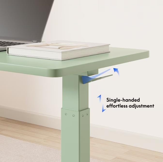 FLEXISPOT H7 28" Pneumatic Height-Adjustable Overbed Table with Wheels | C-shaped bedside table TV Tray,Medical End Side Table,Laptop desk for sofa and home office use,27.6"W x 15.7"D,Mint Green - Image 4