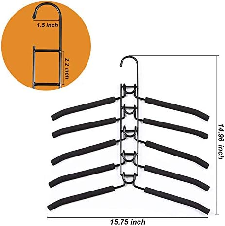 Clothes Hanger Space Saving 2 Pack Multi-Layer Shirt Hangers | Heavy Duty Coat Hanger, Non-slip Foam Padded, Detachable Design, T-Shirt Hangers for Man & Women Dorms and Apartmetns Black - Image 6
