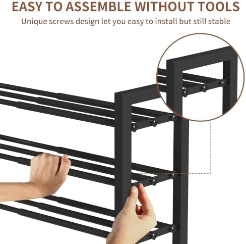 Expandable Shoe Rack, Heavy Duty Metal Shoe Organizer for Closet | 3Tier Heavy Duty Iron Adjustable Shoe Storage,Fits 12+ Pairs,Space-Saving,Non-Slip,Easy Assembly,For Doorway Entryway Bedroom - Image 5