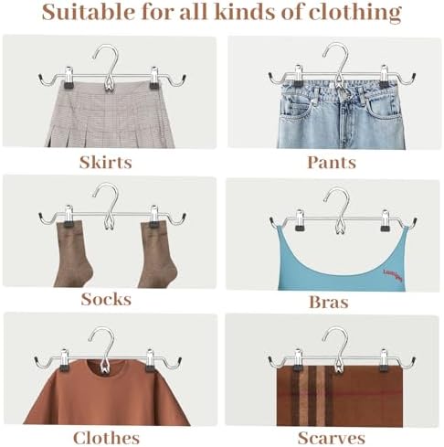 Pants Hangers Space Saving,Stackable Skirt Hangers with Clips, Hanging Closet Organizer and Storage,Clothes Hangers, College Dorm Essentials Apartment Essentials- 8 Pack - Image 7