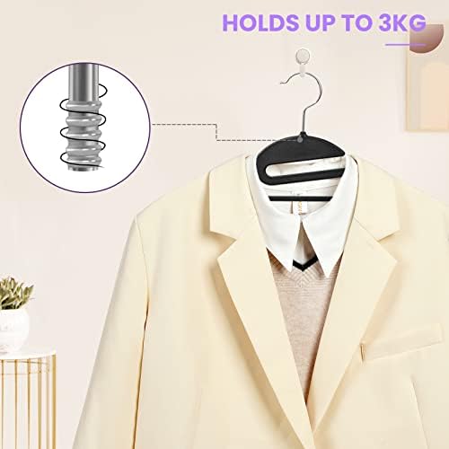 BAGAIL Plastic Hangers 50 Pack with Non-Slip Design,0.2 Inches Thick, 360°Swivel Hook Space Saving Organizer for Bedroom Closet,Shirts,Pants(Purple- S Shaped) - Image 6