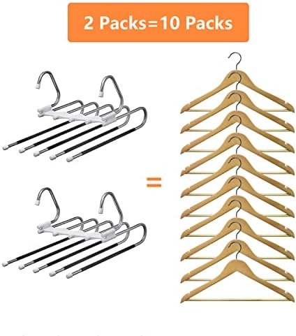 Kalimdor Pants Hangers 2 Pack Space Saving Metal Closet Organizer,Clothes Pants Hangers,Anti-Slip Design,Closet Organizers and Storage for Pants Jeans Skirts Scarf Legging - Image 6