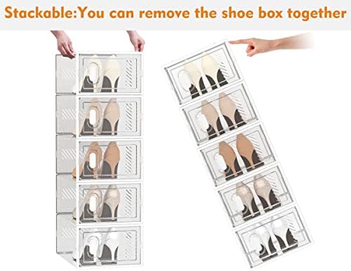 SIMPDIY Clear Shoe Storage Boxes, Stackable Shoe Organizer for Closet | 12 Pack, Magnetic Door, Aromatherapy Stick, for Size 10, Plastic, Shoe Rack for Closet, Entryways, Under-bed Storage - Image 5