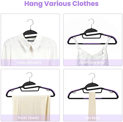 BAGAIL Plastic Hangers 50 Pack with Non-Slip Design,0.2 Inches Thick, 360°Swivel Hook Space Saving Organizer for Bedroom Closet,Shirts,Pants(Purple- S Shaped) - Image 5